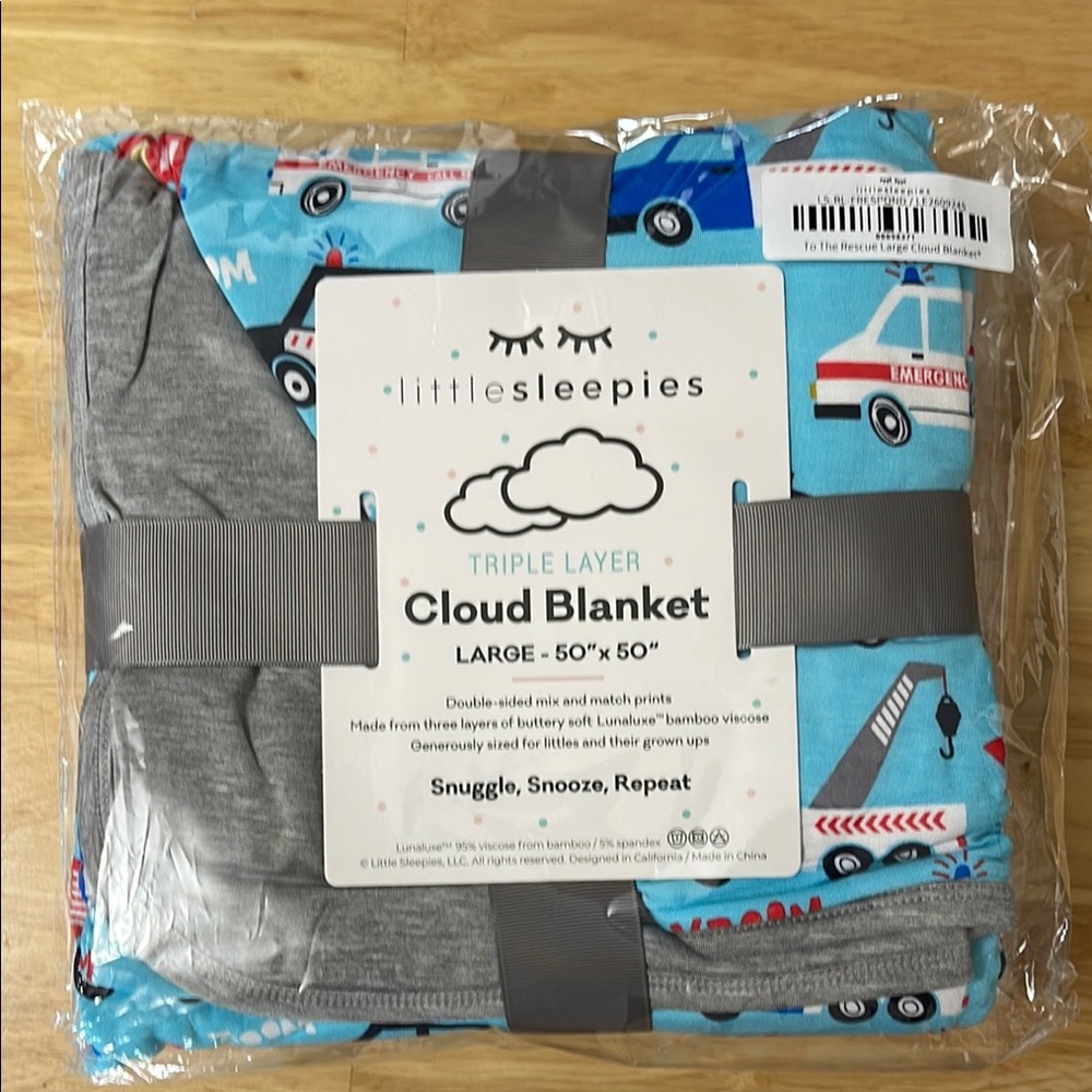 Little Sleepies Cloud Blanket - Blue, Gray, and Red